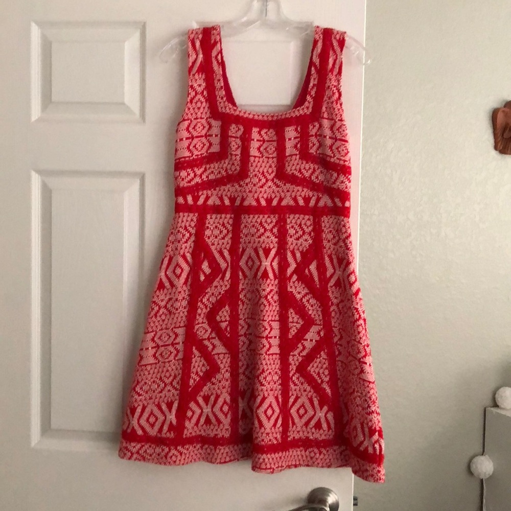 Anthropologie Red Ikat Dress